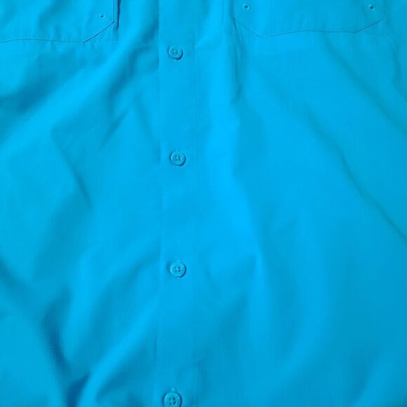 Columbia Sportswear Company Mens Button Up Shirt Blue Size L Polyester Pockets - Picture 11 of 12